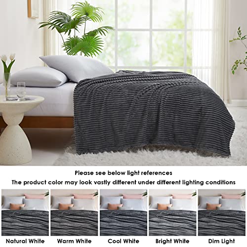 Image of KMUSET Fluffy Blanket Throw - Single-Layer Lightweight & Warm, All-Season Home Decor,Home Decor,Cozy Blankets and Throws,Charcoal Grey, 60 inchx80 inch