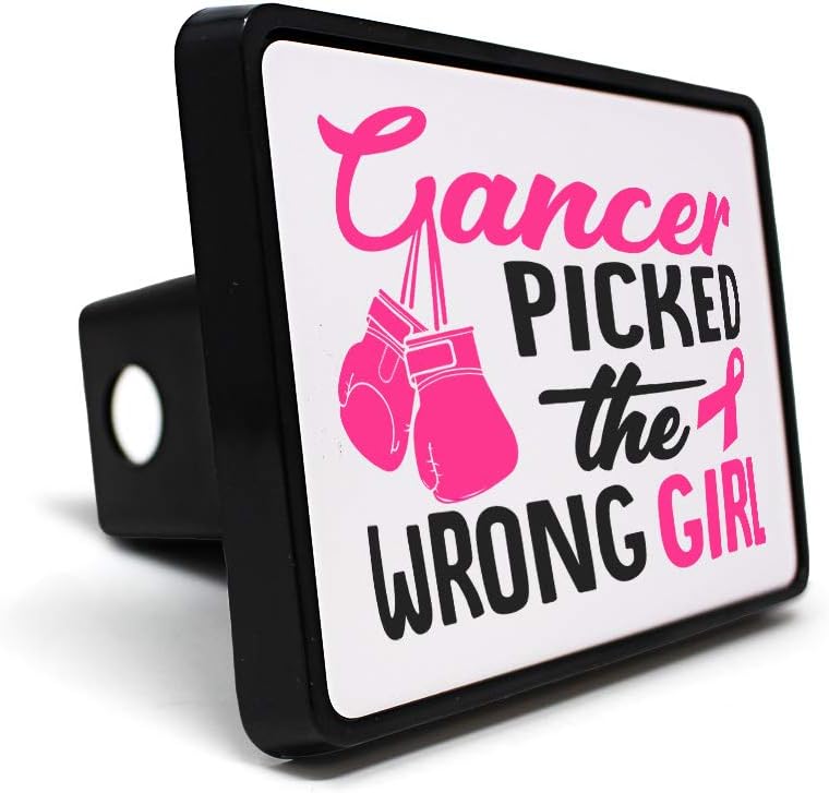 Style In Print Trailer Hitch Cover Cancer Picked The Wrong Girl Pink T Support A Cause Plastic 2 Inches Truck Receiver Black Border Design Only