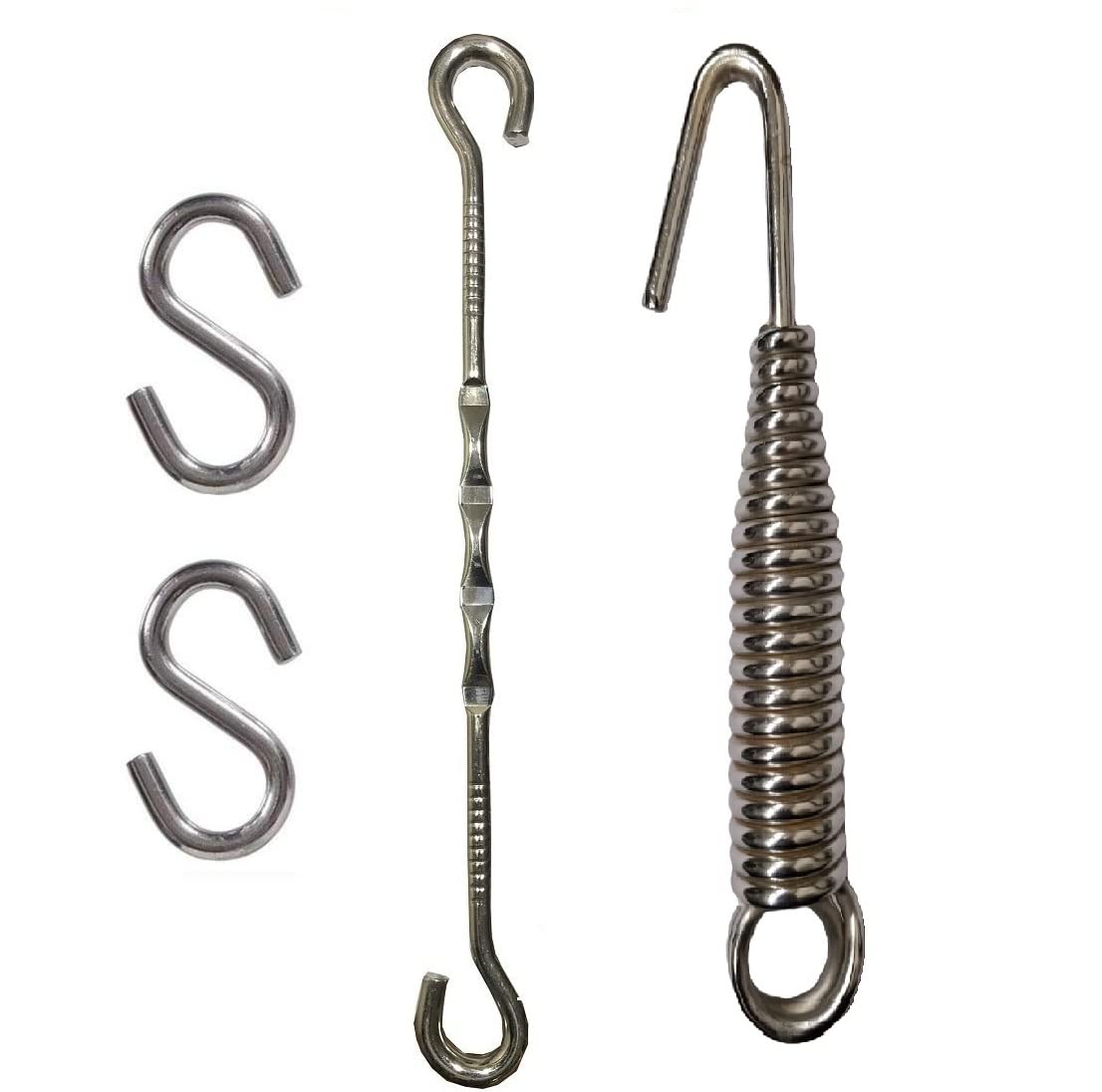 kaushalendra Metal Heavy Duty Hanging Swing Accessories Kit - Includes 1 Spring, 1 Link, 2 S Hooks For Hammock Chair, Boxing Bag, Porch Swings Extension, Silver-image-48