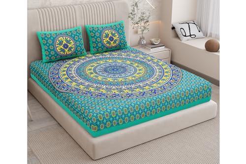 Image of Monique Bedsheet Set | 144 TC Cotton Bedsheet for Double Bed with 2 Pillow Cover