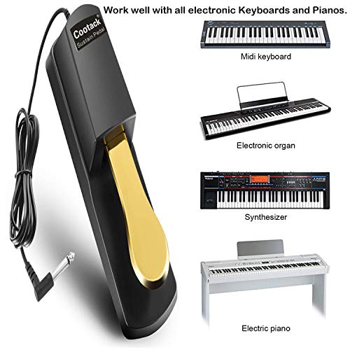 Cootack Universal Sustain Pedal Suitable For Yamaha Casio Roland Electronic Keyboards, Digital Piano & More Gold #TOP3