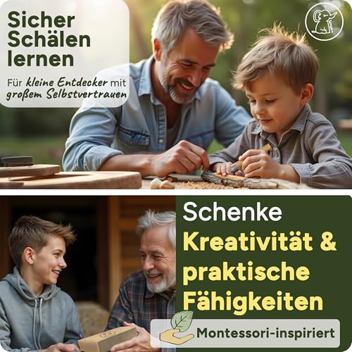 Eli® Schnitzmesser für Kinder mit runder Klinge ab 6 Jahre - hochwertiges Kindermesser Schnitzset - Kinderschnitzmesser - Schnitzwerkzeug - Outdoor Messer für Jungen und Mädchen