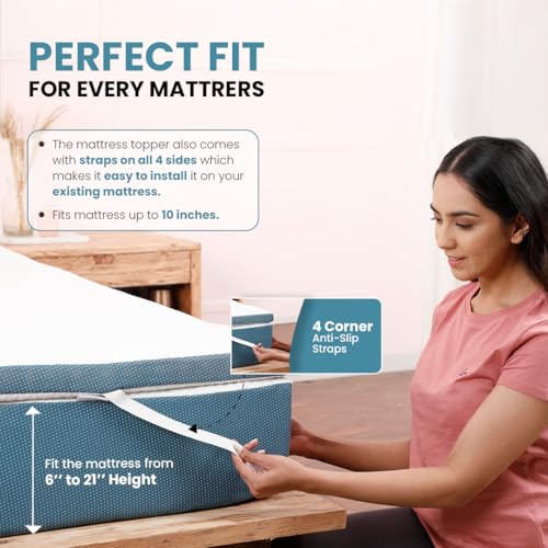 Image of UrbanBed Latex Mattress Topper King Size 78x72 | 2 Inch Thick | PinCore Holes for Air Flow | Mattress Topper for Back Pain | Soft & Bouncy Mattress Pad | UltraFresh Premium Cover | 5 Years Warranty