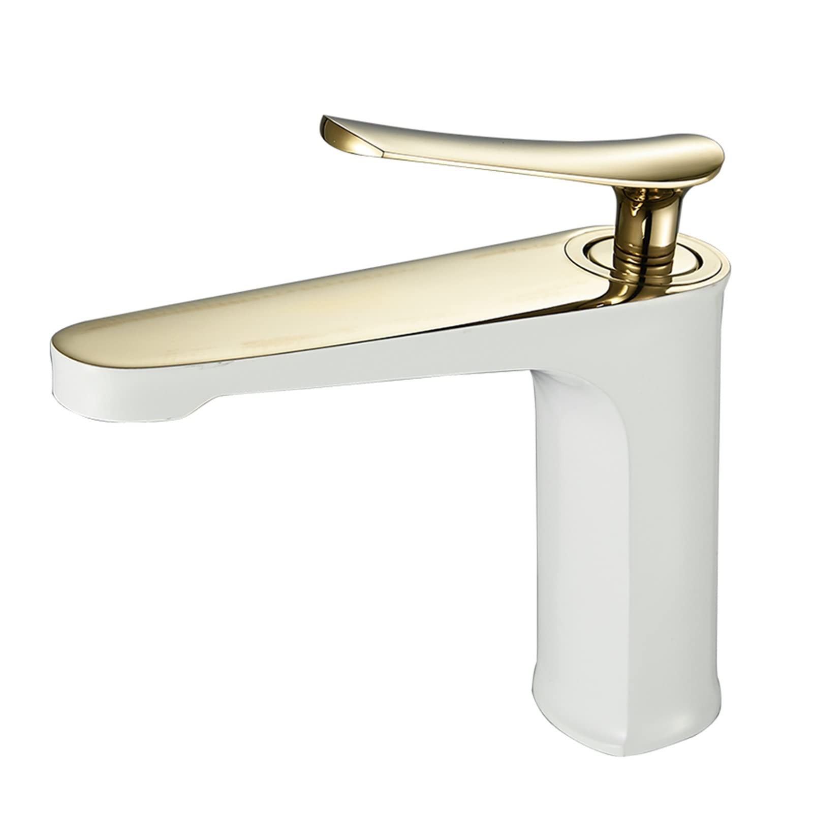 Robinet de lavabo mitigeur d'évier eau chaude et froide en laiton massif blanc et doré