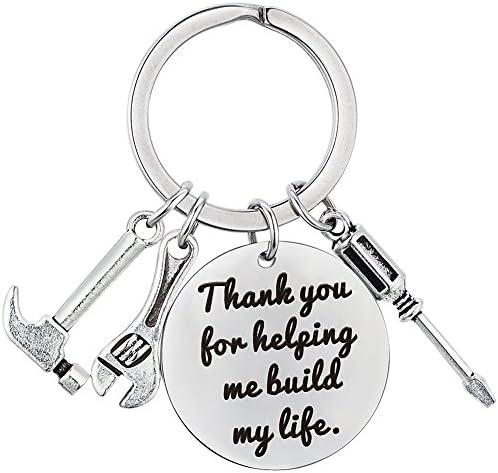 AnotherKiss Dad Keychain Gift, Thank You for Helping Me Build My Life