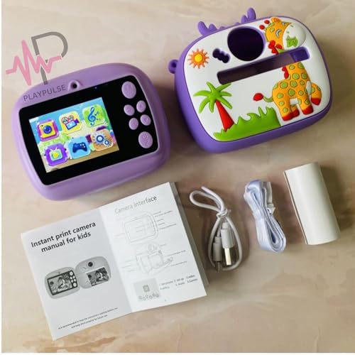 Image of Omeron 2 Years Warranty Kids Instant Print Camera 12MP HD Photo & Video Thermal Printer, Rechargeable Battery, Paper Rolls, Protective Silicone Cover, Educational Gift Toys for Creative Kids - Blue
