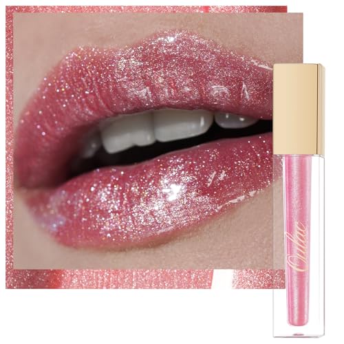 Oulac Pink Shimmer Liquid Lipstick High-Shine Glitter Lip Gloss for Women Shimmer Non-Sticky Glossy Finish Liquid Lipstick Hydrating Lip Gloss Fuller-looking Lip Makeup Vegan & Cruelty-Free 06