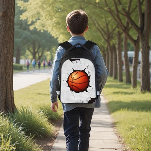 American Football Soccer Basketball Boys Backpack with Lunch Box and Pencil Case for Kids Children Teens Elementary Middle School,3-In-1 Sports Backpack Set for Ages 6-18,Travel Backpack-Basketball2