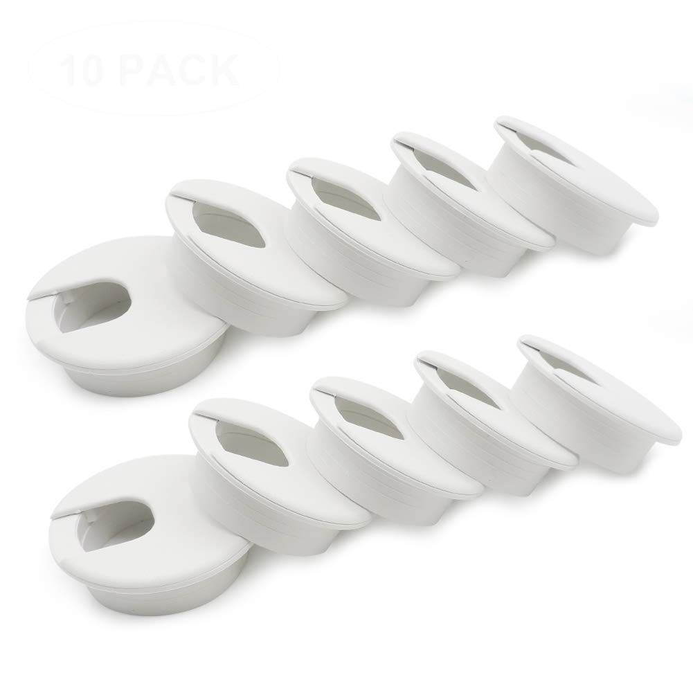Hehoilam 2" Desk Grommet(10 Pack), Wire Cable Hole Cover Plastic Wire Organizers for Office PC Computer Desk Cord Management (White)