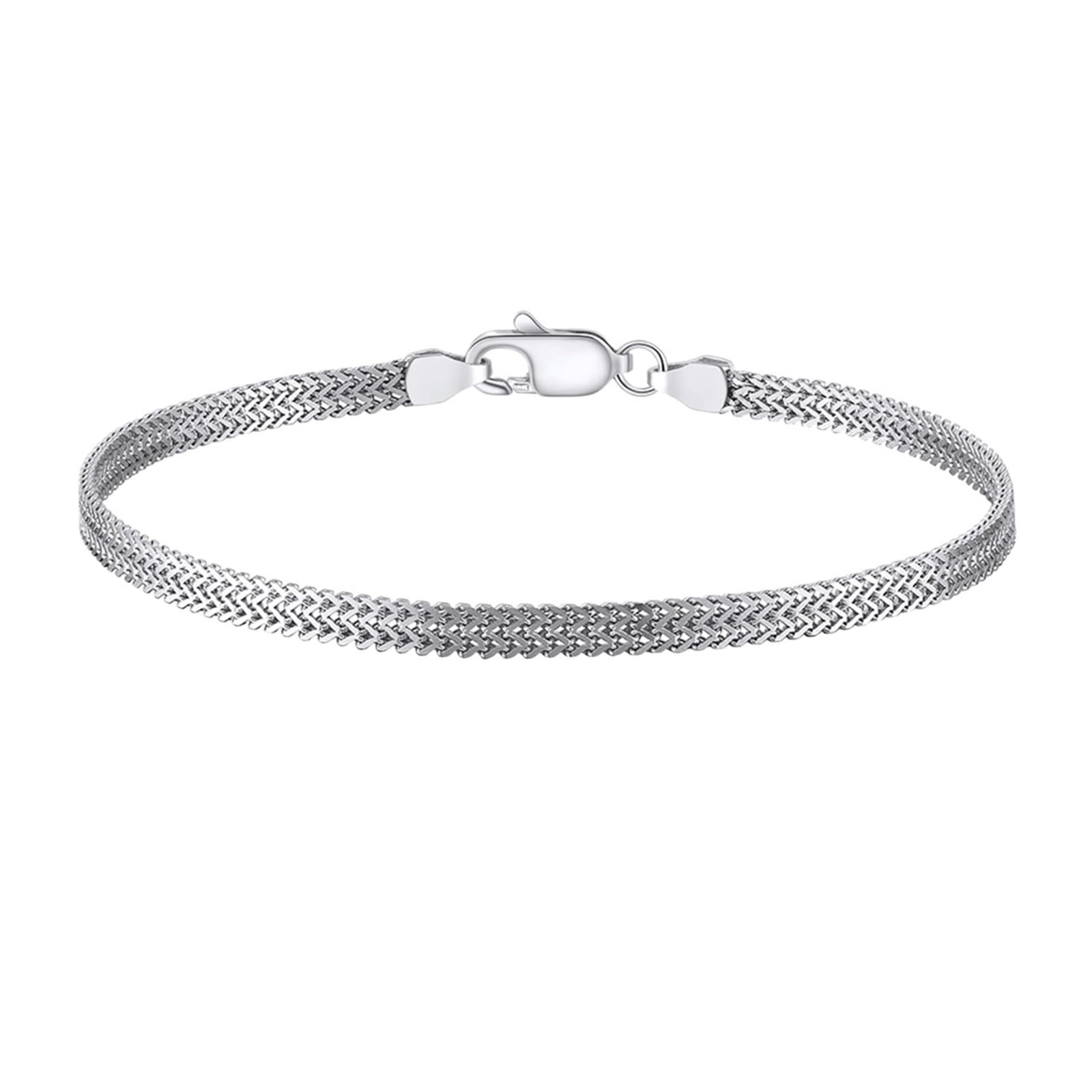 Genérico pulsera de plata mujer Pulsera de malla plana personalizada 2,8 mm con baño rodio en plata, varios tamaños a elegir