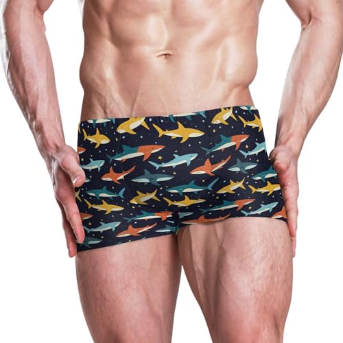 Cute Shark Mens Swim Trunk Swimwear Bathing Suit Swim Brief Square Leg Board Short S B04049712