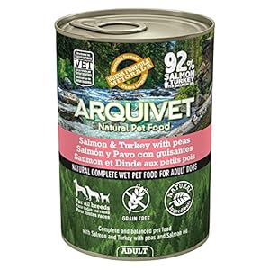 Arquivet Latas de Salmón y Pavo con Guisantes y Aceite de salmón – No Aplica, 400 g (Paquete de 6)