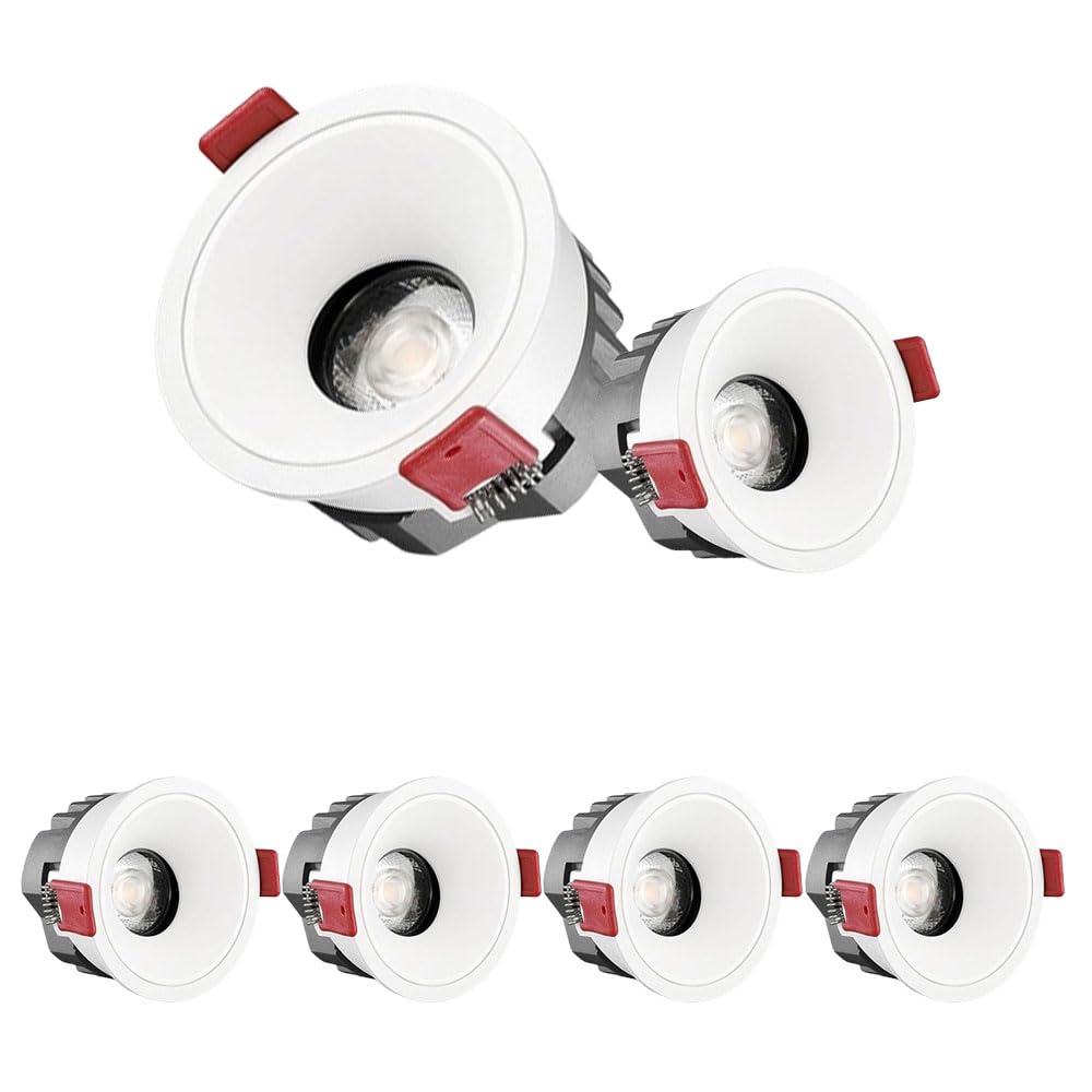 JKJZSALJ 3-Inch 5W,7W,9W Anti Glare White Recessed Ceiling Led 3 Color Selectable 3000K-6000K Ultra-Thin Led Recessed Ceiling Lighting Cri90+ Aluminum White Baffle Trim,9w-4000K