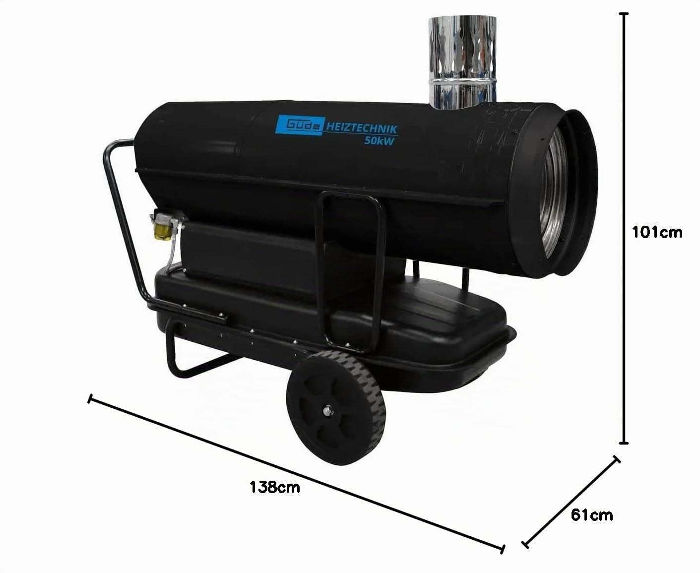 Güde GD 50 IK Ölheizgebläse (50000 Watt Heizleistung, 69 Liter Tank, Fahrwekr, Kaminanschluss, Diesel) 85111 Schwarz