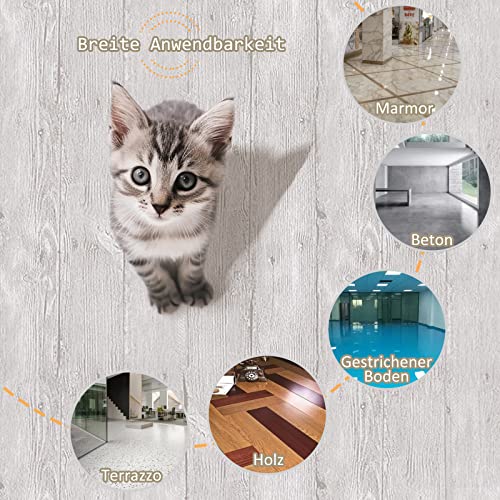 Foto von Oxdigi PVC Bodenbelag Selbstklebende 6 m², Holzoptik Vinylboden Bodenfliesen für Eingangstür, Wohnzimmer, Küche, Balkon, Abstellraum, Zuschneidbar Vinyl-Fußböden 0,6 x 10 m Grau Eiche