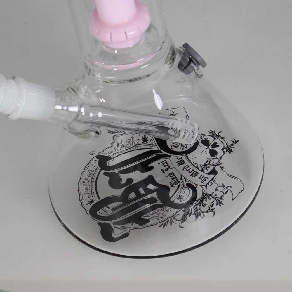 Black Leaf Beaker Bong Pink 18,8 H:46,5cm D:140mm WS:5mm 2x UFO Perkolator