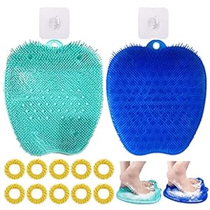 2 Stück Dusch Fußbürste Wäscher, Silikon Fußmassagegerät Scrubber, Tiefenreinigung Peeling SPA Massagegerät Fußbürste, Beruhigendes und Entspannendes Füße Wellness Fußpflege Pediküre Massage-Pad