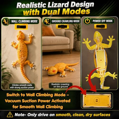 Image of GRAPHENE Wall Climbing RC Lizard Toy Remote Control Robot Toys for Kids Rechargeable Creepy Crawler Climbs Walls & Ceilings Glowing Eyes Prank Toys 5+ Boys Girls Birthday Gift Sticky