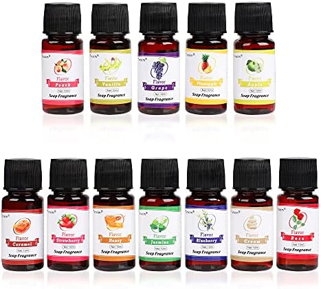 Olio profumato, 12 profumi liquidi per melma fai-da-te, bomba cosmetica e da bagno, 10 ml ogni bottiglia