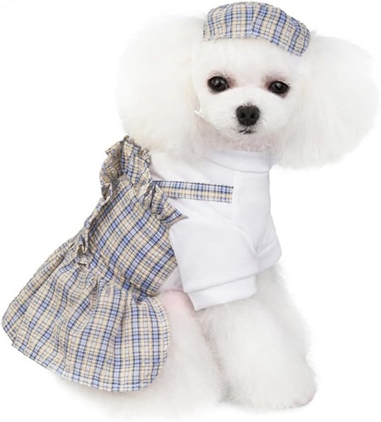 Spring Summer Pet Clothes Cute Pet Dog Plaid Dress Thin Small Medium Dog Teddy Chihuahua Clothing Sweety Pet Puppy Outfits (Color : A Size : L Code) (A S code)