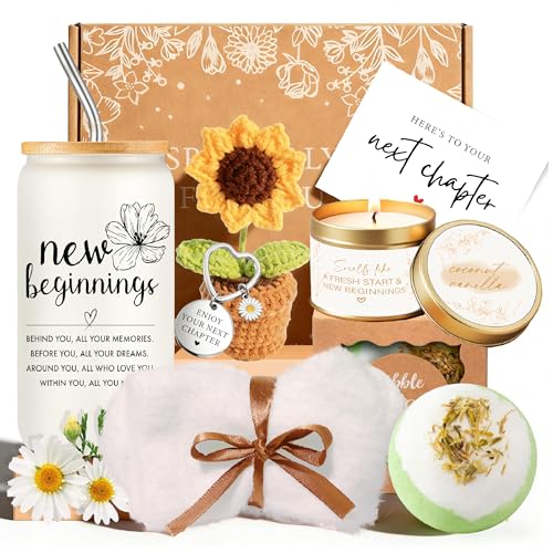 New Beginnings Gifts for Women Retirement Present for Coworker Farewell Leaving Going Away Goodbye Graduation Gift New Job Good Luck Divorce Housewarming Break Up Gifts Next Chapter Bundle