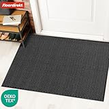 Floordirekt Premium Fußmatte für Eingangsbereich, 120x180cm Anthrazit, Schmutzfangmatte für Innen und Außen, rutschfest & waschbar, Sauberlaufmatte für Flur, Teppich für Haustür, Sky Novo