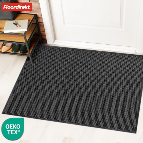 Floordirekt Premium Fußmatte für Eingangsbereich, 120x180cm Anthrazit, Schmutzfangmatte für Innen und Außen, rutschfest & waschbar, Sauberlaufmatte für Flur, Teppich für Haustür, Sky Novo
