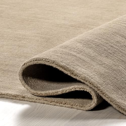 Image of Nuloom Speckled Fawn Solid Flatweave Wool Area Rug, 9' x 12' | Nuloom Speckled Solid 9' x 12' Wool Area Rug for Living Room Bedroom Dining Room, Fawn