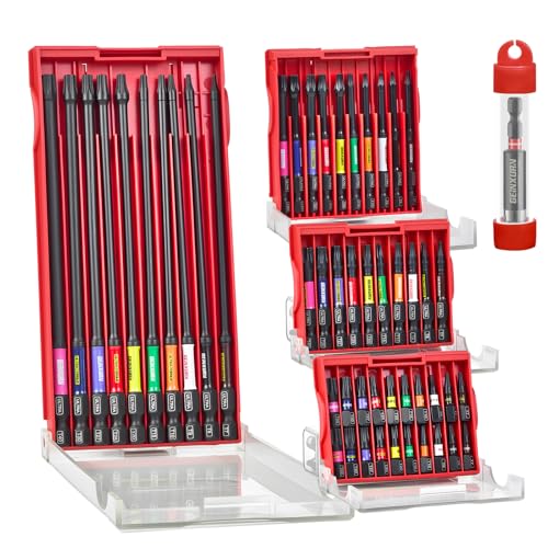 GEINXURN 51 Pièces Jeu d'embouts de Vissage Torx T7-T40 aux Chocs de 25/50/75/150 mm, Embout pour Tournevis en Acier S2 avec Porte-embouts Magnétiques de 75...