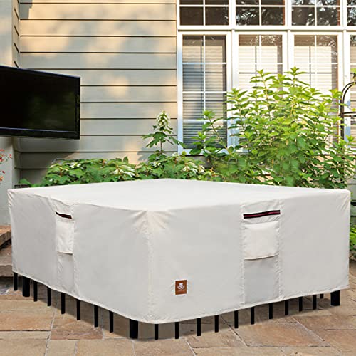 ClawsCover X-Large Outdoor Furnitures Set Covers Waterproof Sectional Sofa Set Cover Heavy Duty 600D Oxford Cloth Table and Chair Cover UV-Resistant Patio Dining Set Cover,124Lx 63Wx 27H Inch