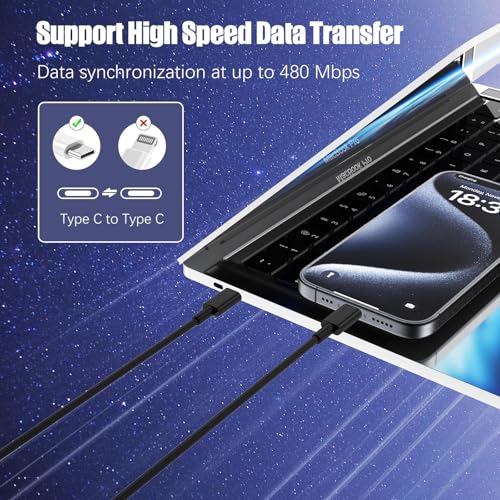 Image of 3-Pack Black [3.3FT+3.3FT+6.6FT] 60W USB C to USB C Cable, Type C Fast Charging Cable for iPhone Air 17 16e 16 15 Pro Plus Pro Max，for Galaxy S25, for iPad Pro /Air /mini, for MacBook Pro /Air and More