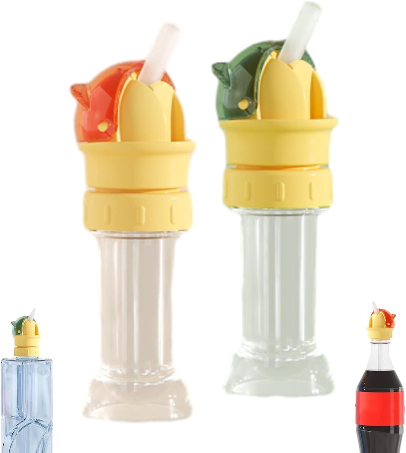 Water Bottle Spout Conversion Cap with Straw, Reusable Beverage Water Bottle Straw Lid, Water Bottle Spout Adapter for Plastic Bottles, Universal Soda Can Lids Spouts (2Pcs)