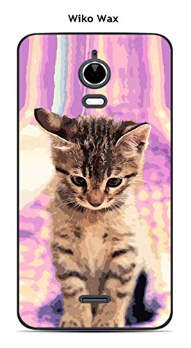 Coque Wiko Wax design Chat tigre fond rose