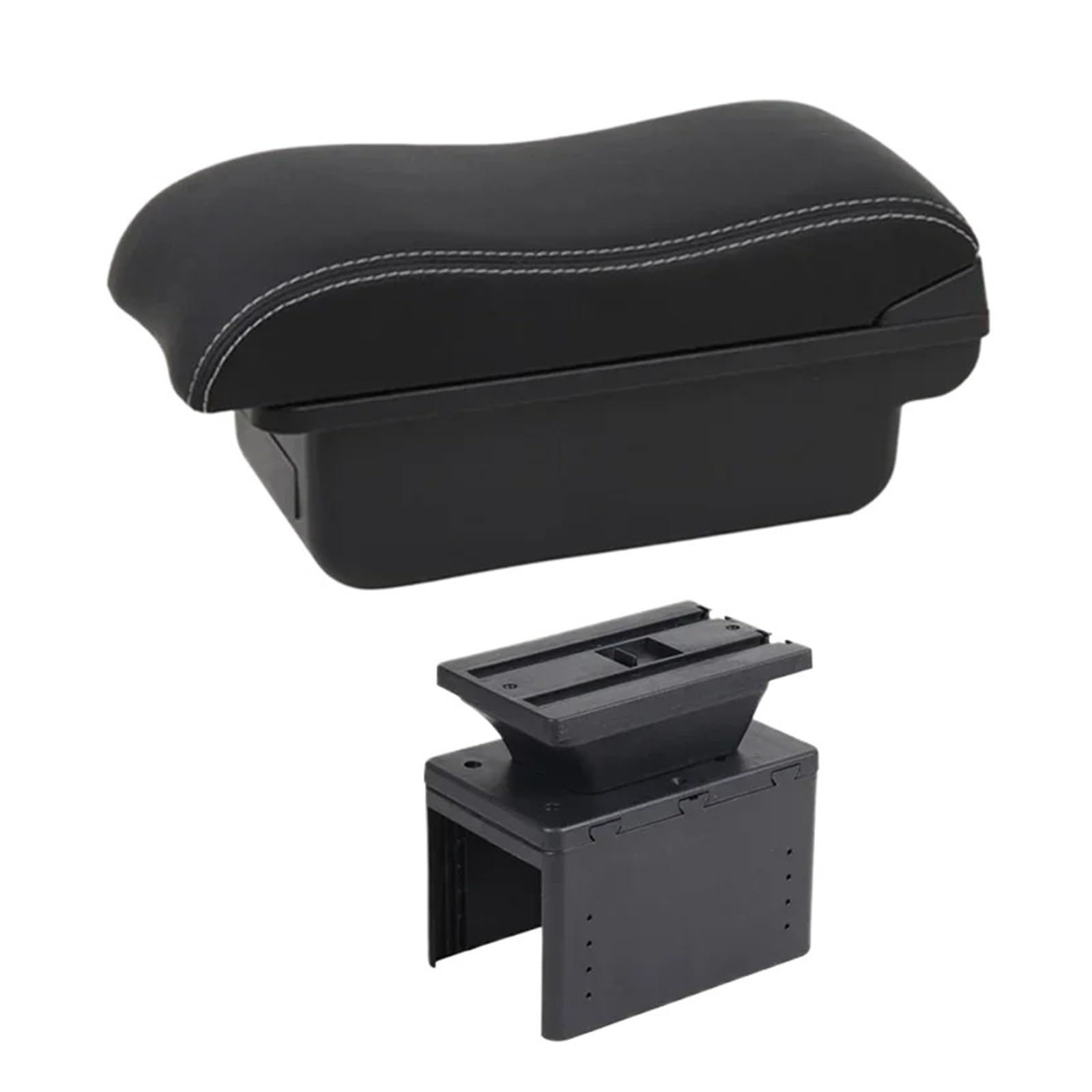 Ggwqoops Car Armrests For Citroen For C3 Armrest Center Storage Box Leather Arm Rest Console USB Led Armrest Box(B2 White Line)
