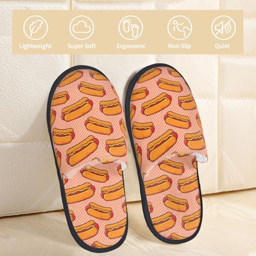 Cartoon Hot Dog Print Women Slippers Home Furry Shoes Keep Men Couples Shoes Warm For Women-3
