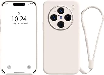 for Vivo X300 Ultra Phone Case Liquid Silicone, Thin Slim Soft Rubber Gel TPU Plain Simple Cover, Soft Protective Scratch-Resistant Case with Anti-Loss Phone Wrist Strap White