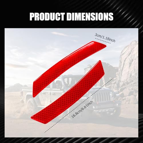 Image of 4PCS Car Reflective Trim Side Marker Stickers, Side Reflectors for Car, Anti-Collision Automatic Bumper Fender Stickers, Auto Exterior Accessories Reflector Guard Fit Cars (Red, 4PCS)