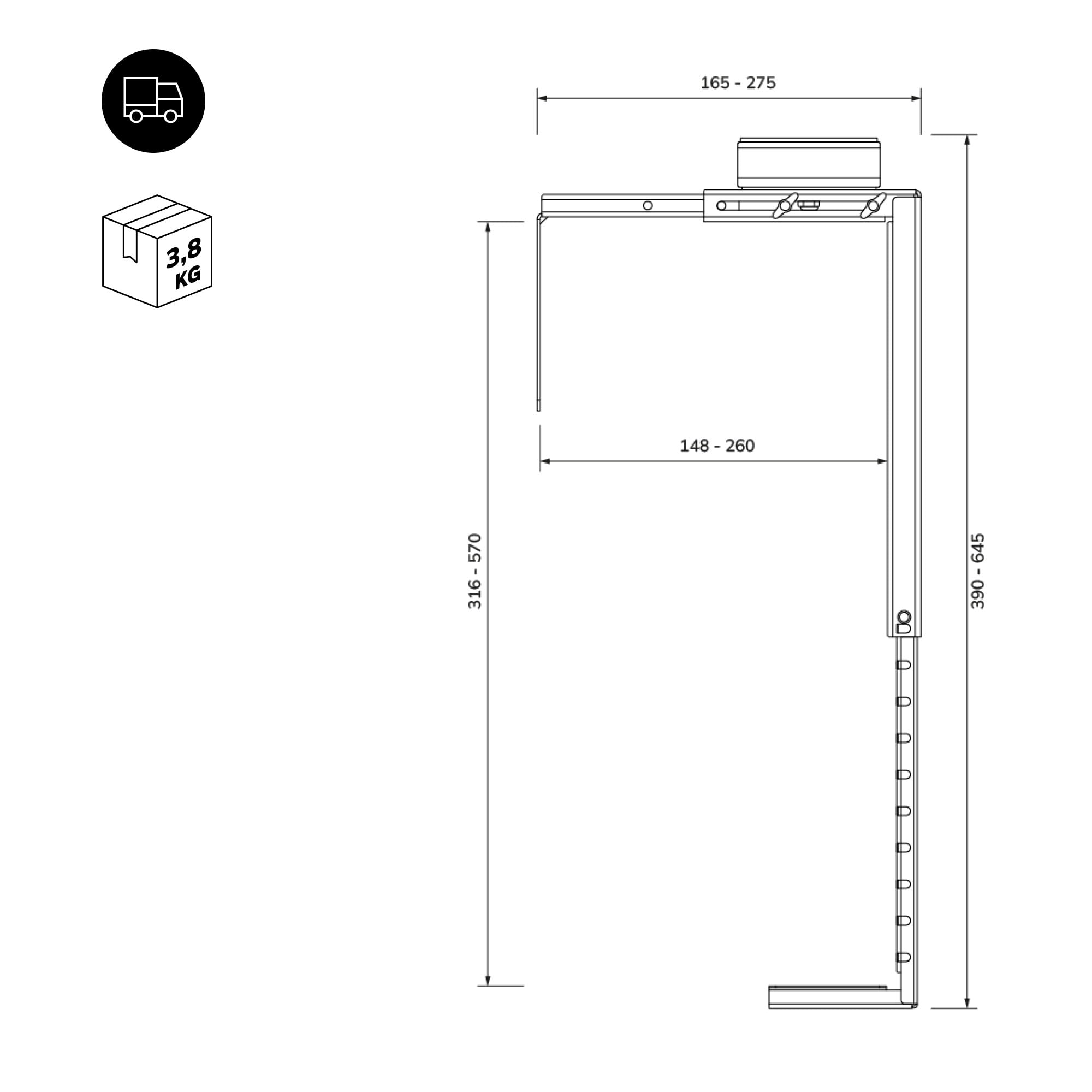 Jan Nowak Uchwyt na Komputer pod Biurko, Metalowy, Biały