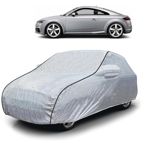Image of Sulfar 100% Waterproof Car Body Cover Compatible with Mirror for Audi TT (Triple Stitched, Full Bottom Elastic, Magic Silver with Black Piping)