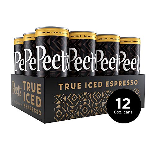 Peet's Iced Espresso Caramel Macchiato 8oz, Single Origin Colombian Espresso + Milk and Cane Sugar, 110 calories, 12 pack