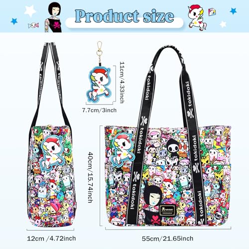 Tokidoki Large Tote Bag with Unicorno Keychain Laptop Travel Bag Shoulder Work Tote Weekender Bag Handbag for Women2