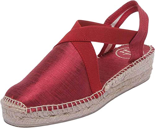 Espadrilles rouges femme Toni Pons Vic toile plate chaussure été