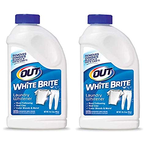 OUT White Brite Laundry Whitener Powder Stain Remover Detergent Booster for Clothes Removes Red Clay and Rust Stains on White Clothing and Uniforms (Pack of 2)