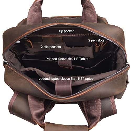 Image of Masa Kawa Leather 15.6 inch Laptop Backpack for Men Work Travel College Daypack