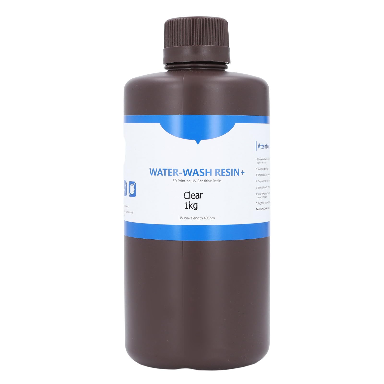 Resina de Impresión 3D, Moldeable, Lavable con Agua, Curado UV, Alta Resolución, Dureza 80 Shore, 1KG, Transparente