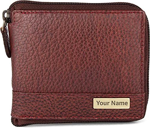 Image of WildHorn Customizable Leather Wallet for Gifting | Engrave with Your Name,Company Name or Initials (Maroon-2)