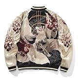 Sukajack Nine-Tailed Fox Embroidered Bomber Jacket Vintage Japanese Streetwear Satin Spring Fall Windbreaker Coat for Women Men