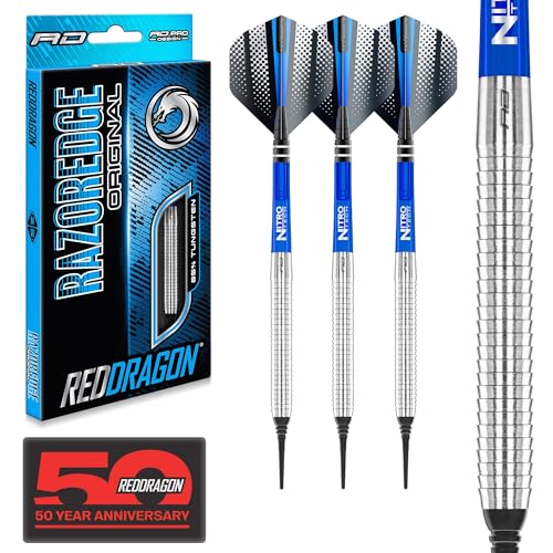 RED DRAGON Razor Edge Original 18 Gramm Softip Dartpfeile Tungsten Profi Steel Darts mit Flights und...