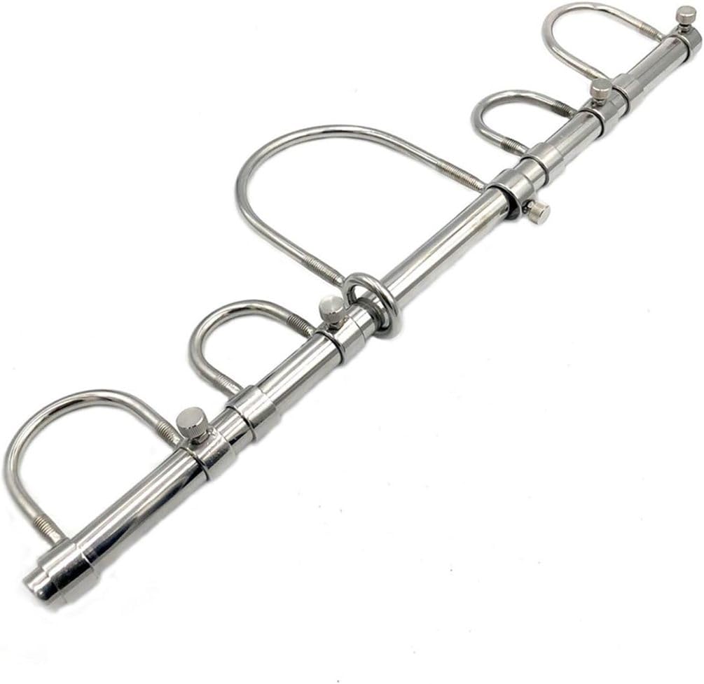 Verstellbar Fesselstange mit Kragen Handschellen Fußfesseln Bestrafung Metall Spreizstange Edelstahl Halsband Handcuffs Bondage Rahmen Spreader Bar Fetisch Sex Toy für Paare,Silber,Männer