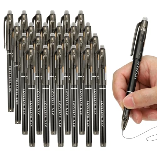 PATIKIL Bolígrafos Borrables de Tinta Negra 0.5mm Pack 24